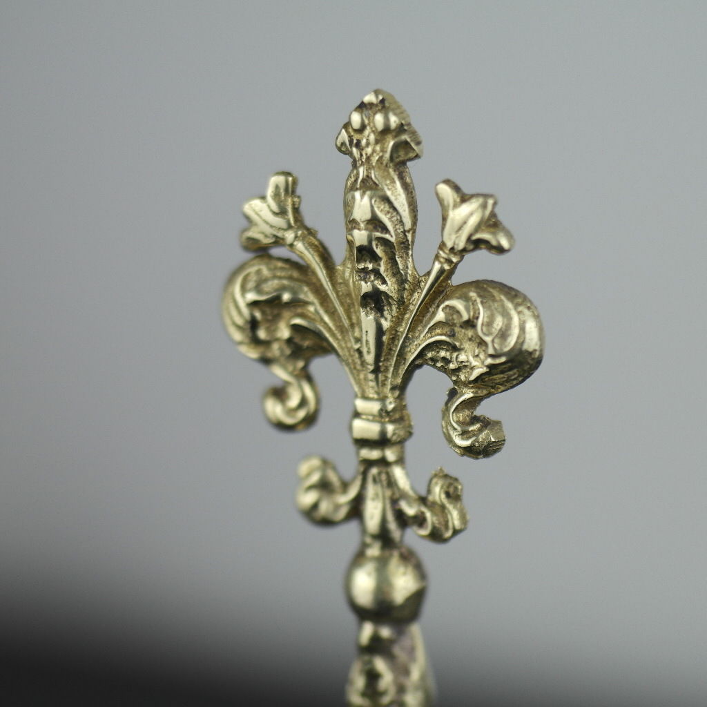 Antique solid brass ornamented strainer French Royal flower dancing couple eagle