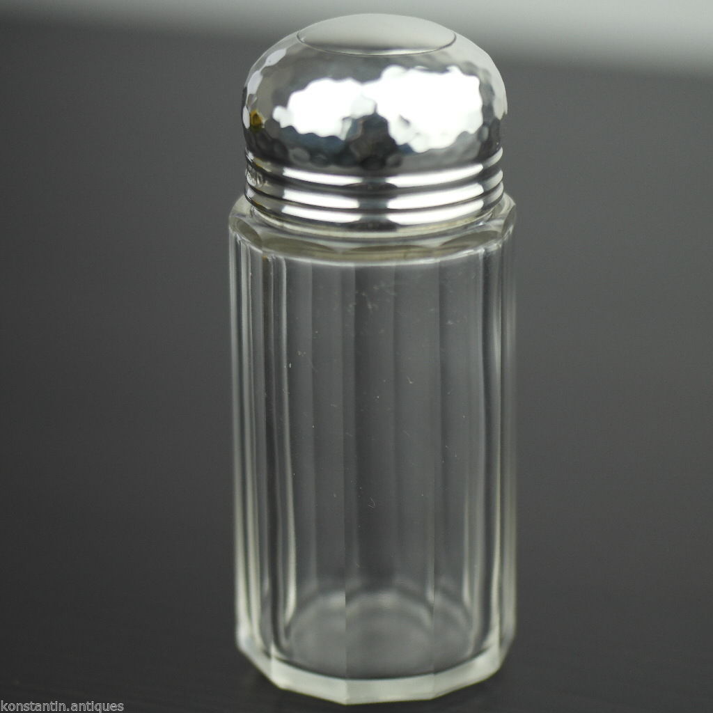 Antique 1906 cut glass vanity bottle solid silver lidl made in London