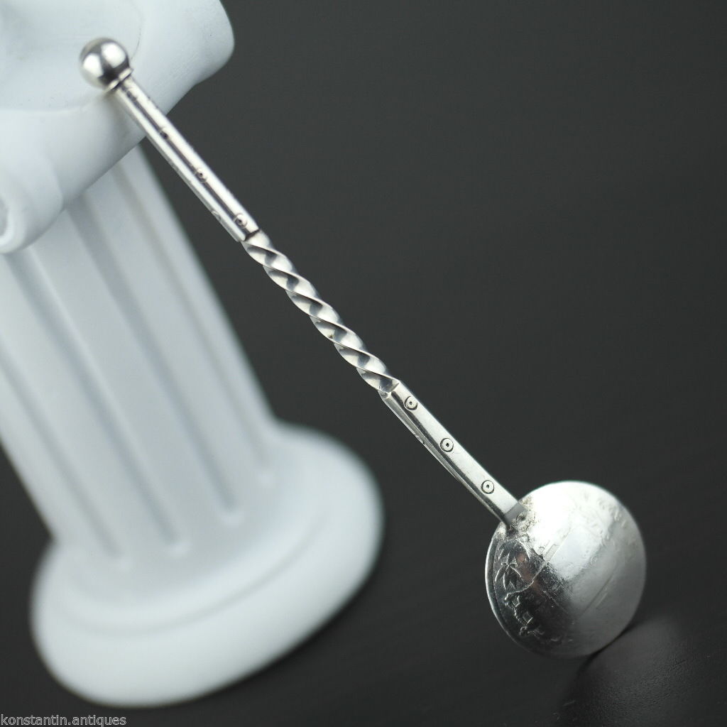 Antique 1822 solid silver coin spoon French Empire Louis XVIII ROI 1 Franc