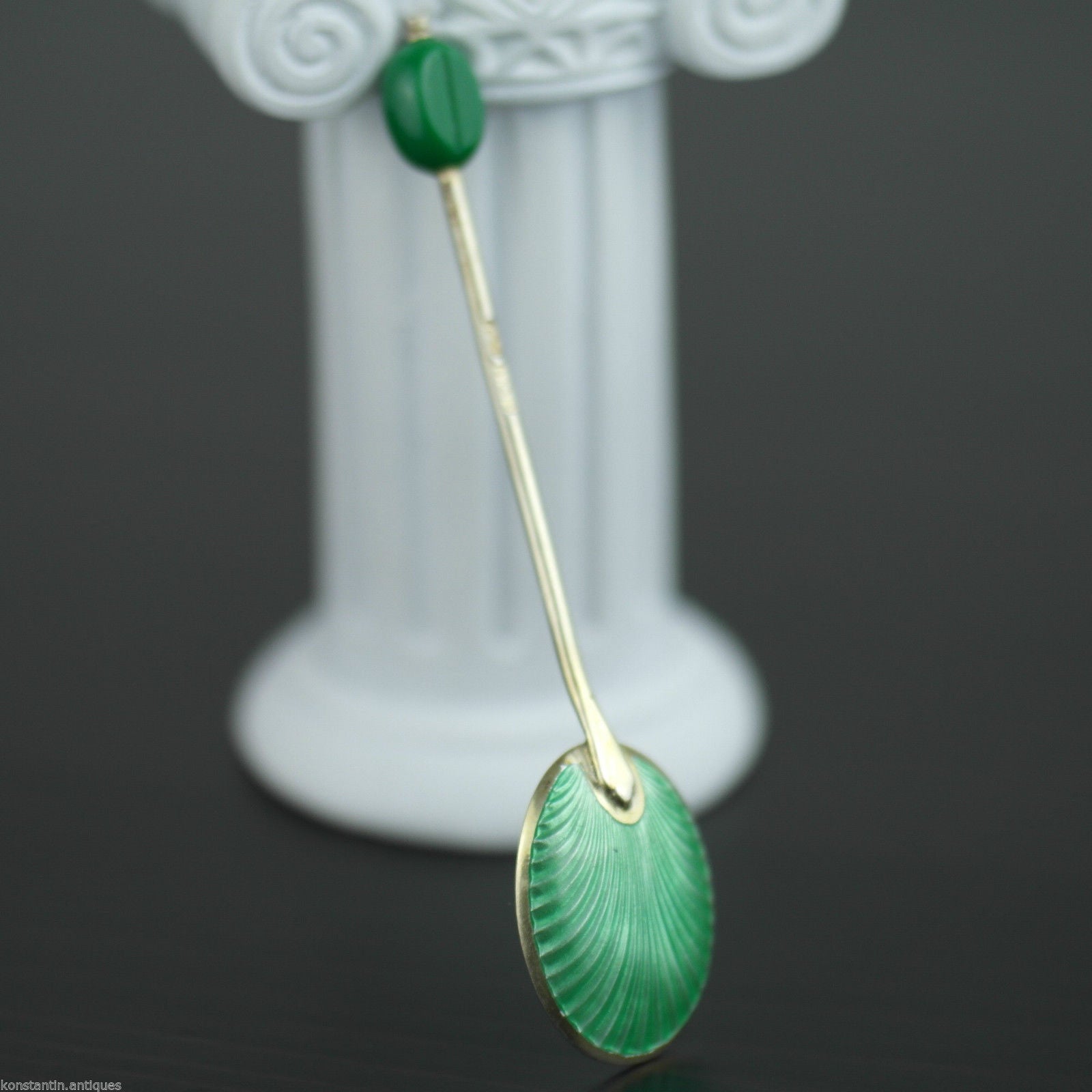 Antique set of ten c. 1913 enamel sterling silver spoons