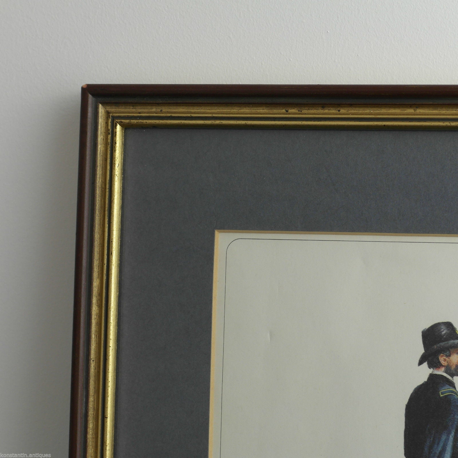 Vintage Americas USA soldadura y estampado de caballo enmarcado Oficial de artillería Batería 1861