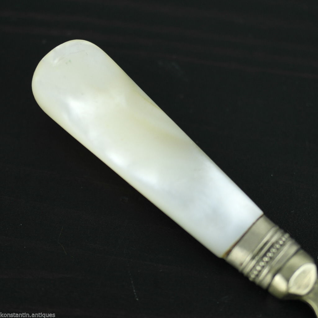 Antique table fish fork with mother of pearl handle Sheffield silver plated