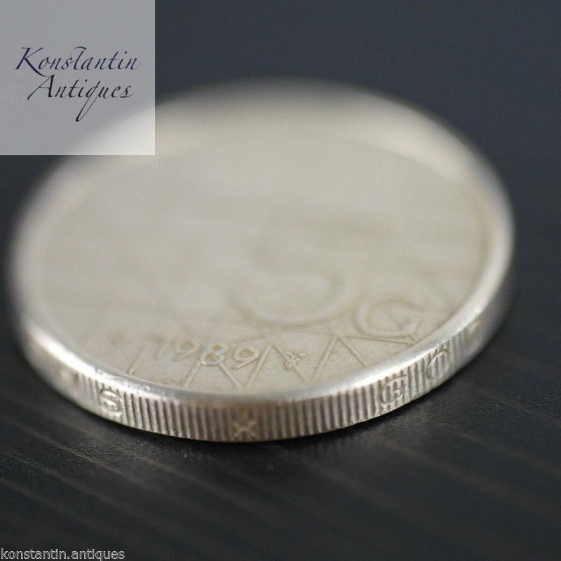 Modern 1989 coin 5 Gulden Queen Beatrix of the Netherlands 5G ONS GOD ZIJ MET