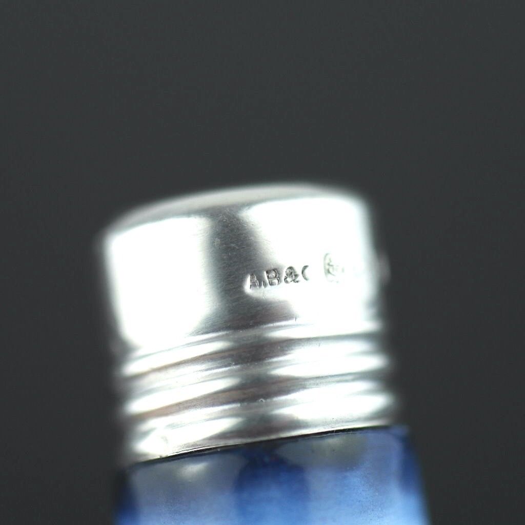 Antique 1904 sterling silver lidded porcelain needles storage bottle Birmingham