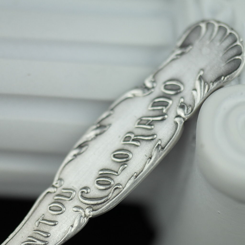 Antique sterling silver spoon Manitou Colorado USA ornamented picture
