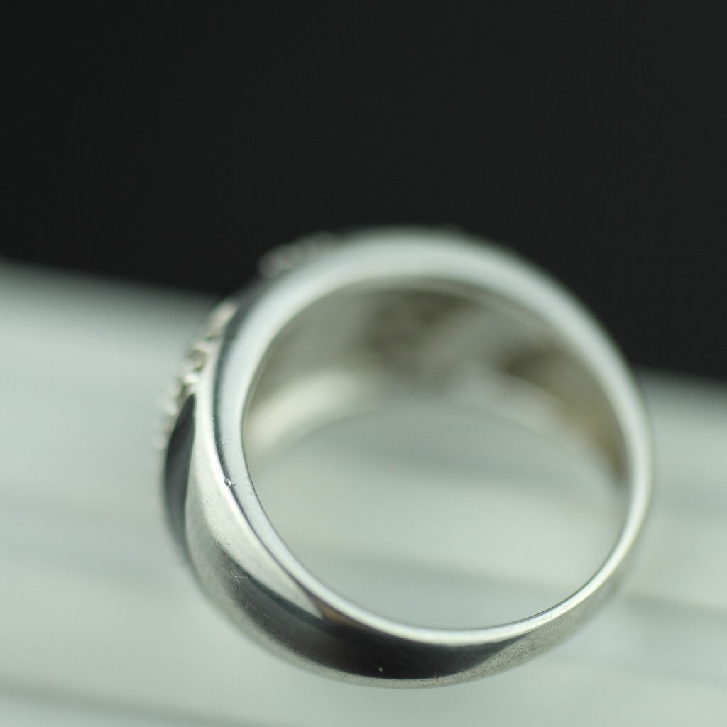 Modern sterling silver ring black enamel with CZ stones Scandinavian style 925