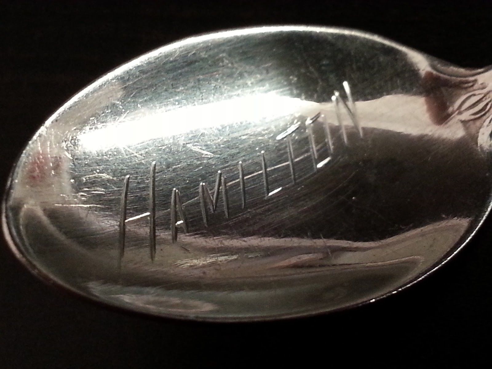 Cuchara de plata esterlina esmaltada Art Déco Hamilton Canadá BMco