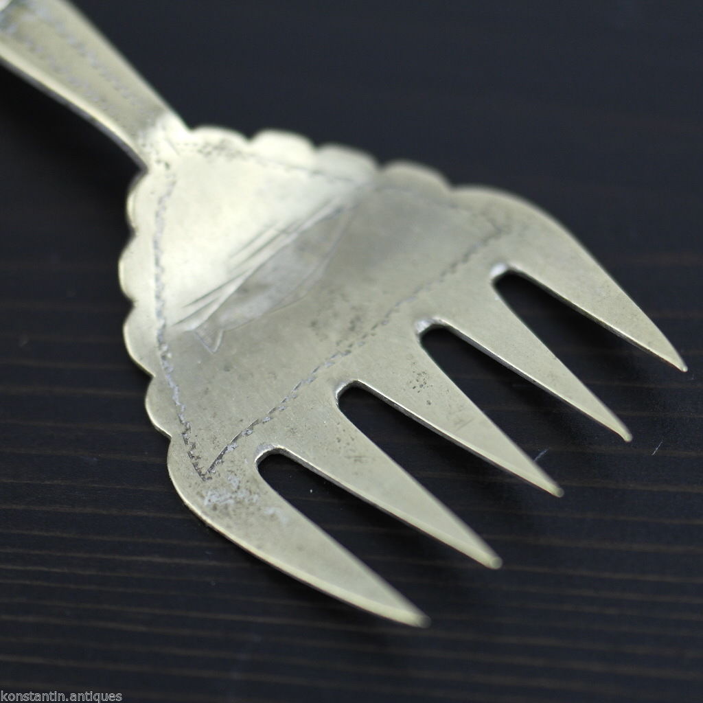 Antique table fish fork with mother of pearl handle Sheffield silver plated