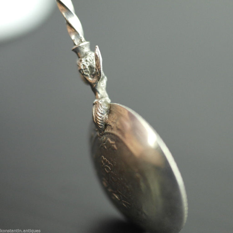 Antique solid silver coin spoon Ottoman Empire Turkey Kurush Islamic harpy rare