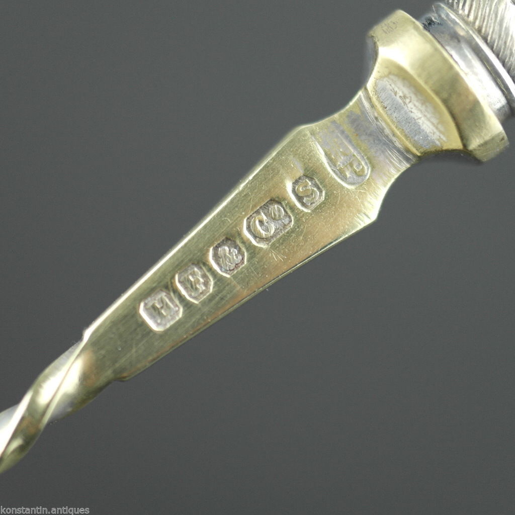 Antique table fork with mother of pearl handle Sheffield silver plate Diablo