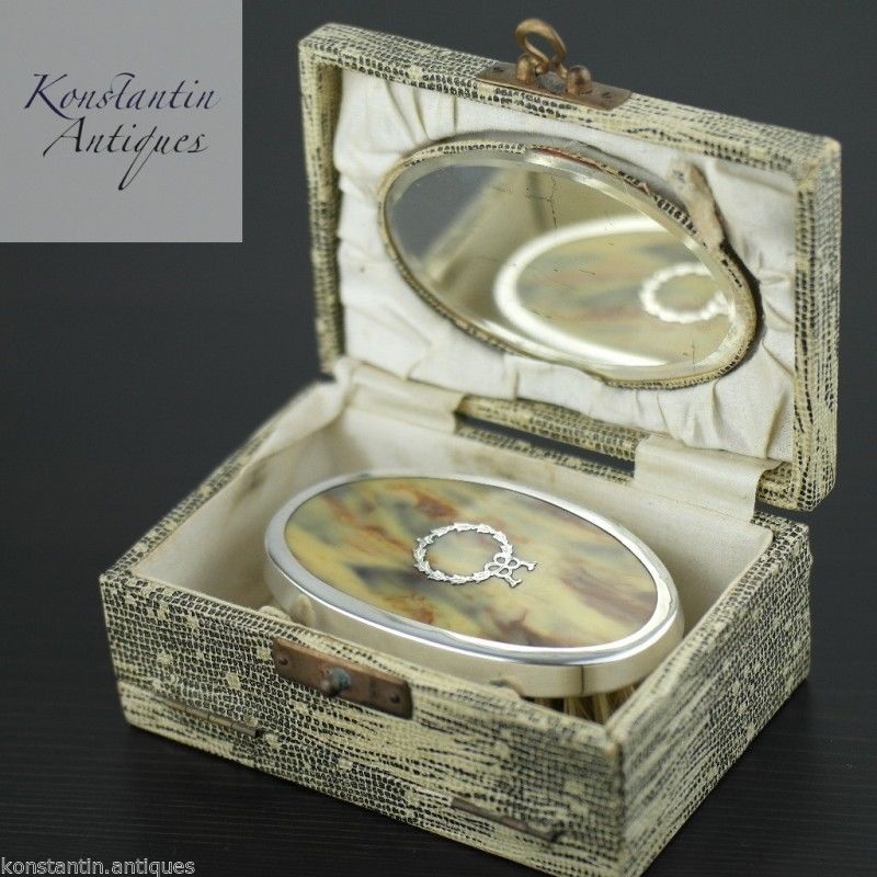 Antigua caja DMC de carey de plata esterlina Birmingham 1927 Imperio Británico