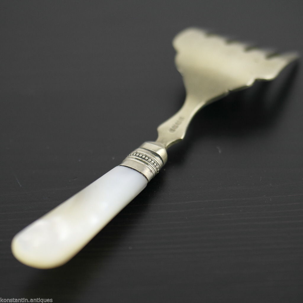Antique table fish fork with mother of pearl handle Sheffield silver plated