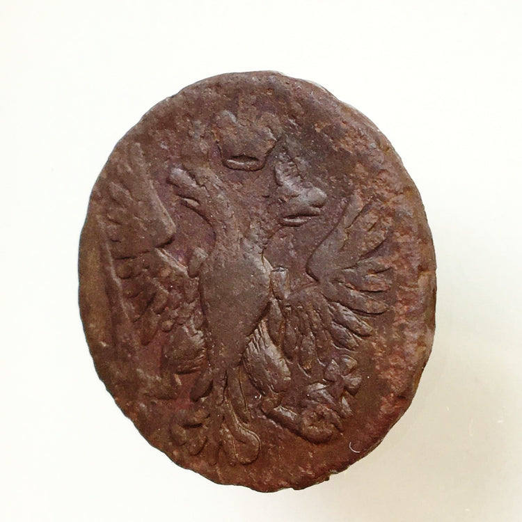 Antique 1750 coin denga kopek Emperor Anna of Russian Empire 18thC