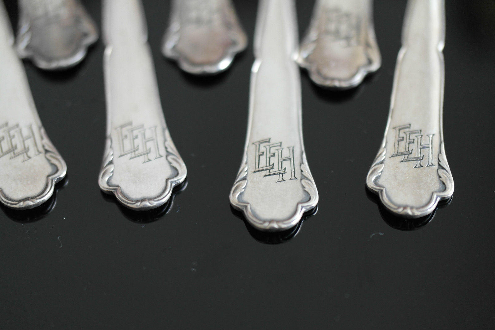 Juego de doce cucharas de plata maciza bañada en oro antiguo WMF Alemán