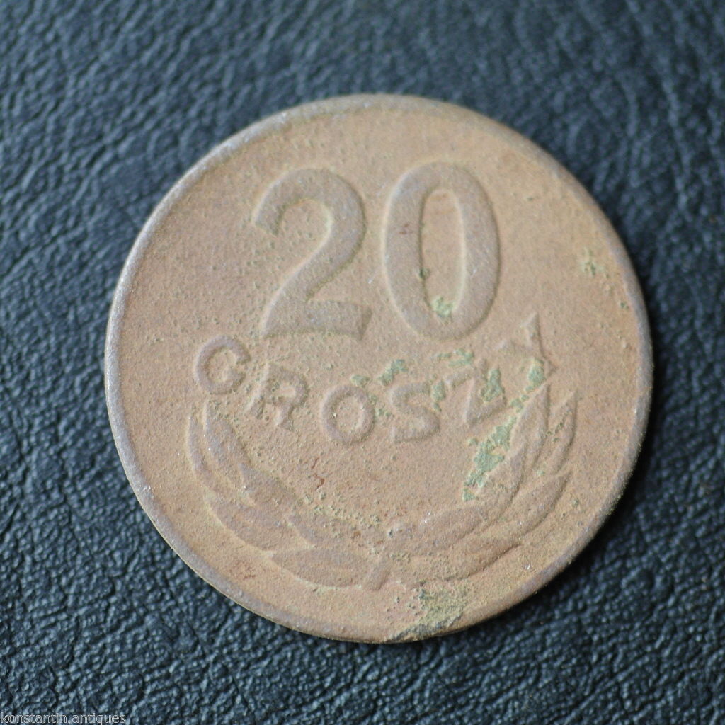 Vintage 1949 moneda 20 grosze Presidente Bolesław Bierut de la República de Polonia