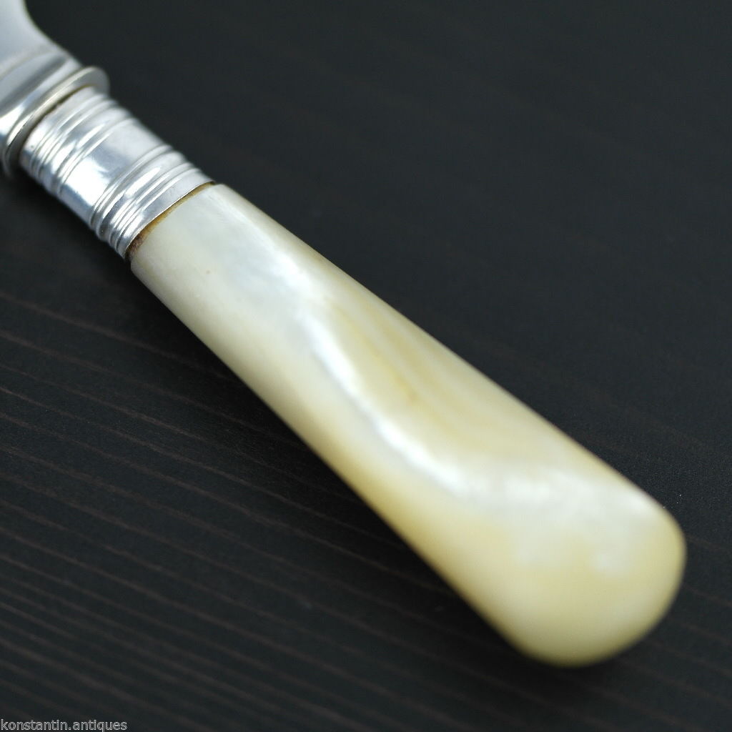 Antikes, versilbertes Messer mit Perlmuttgriff, EPNS British Empire