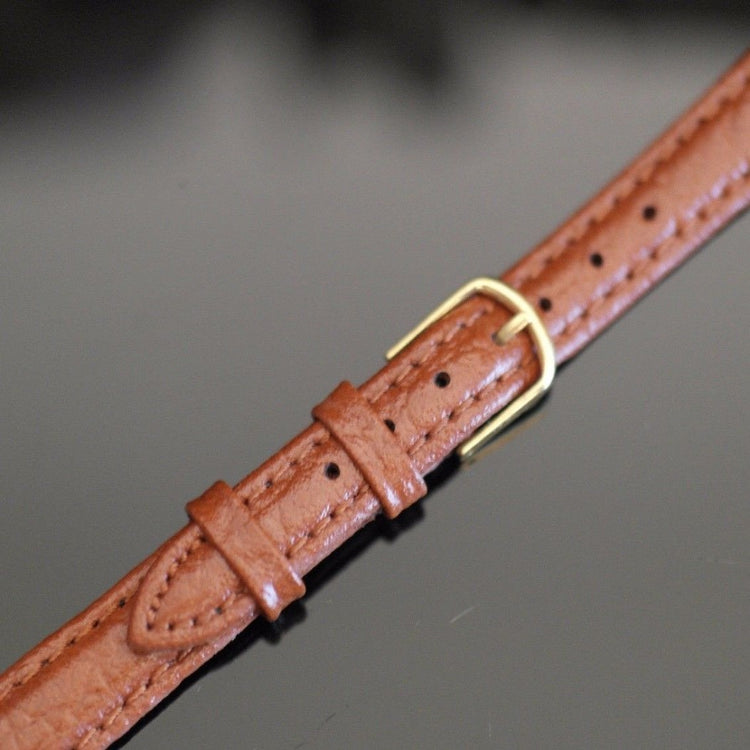 Watch Strap Brown genuine Leather Gold Plated Buckle