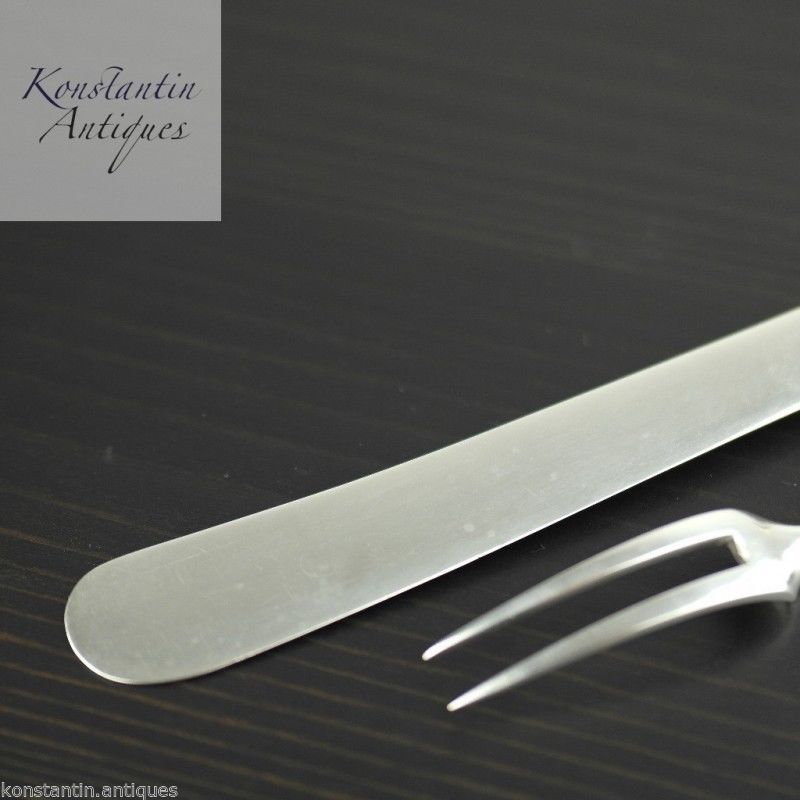 Antikes Set aus 1900er Sterlingsilber mit Perlmutt-MOP-Griffen für Gabel und Messer 