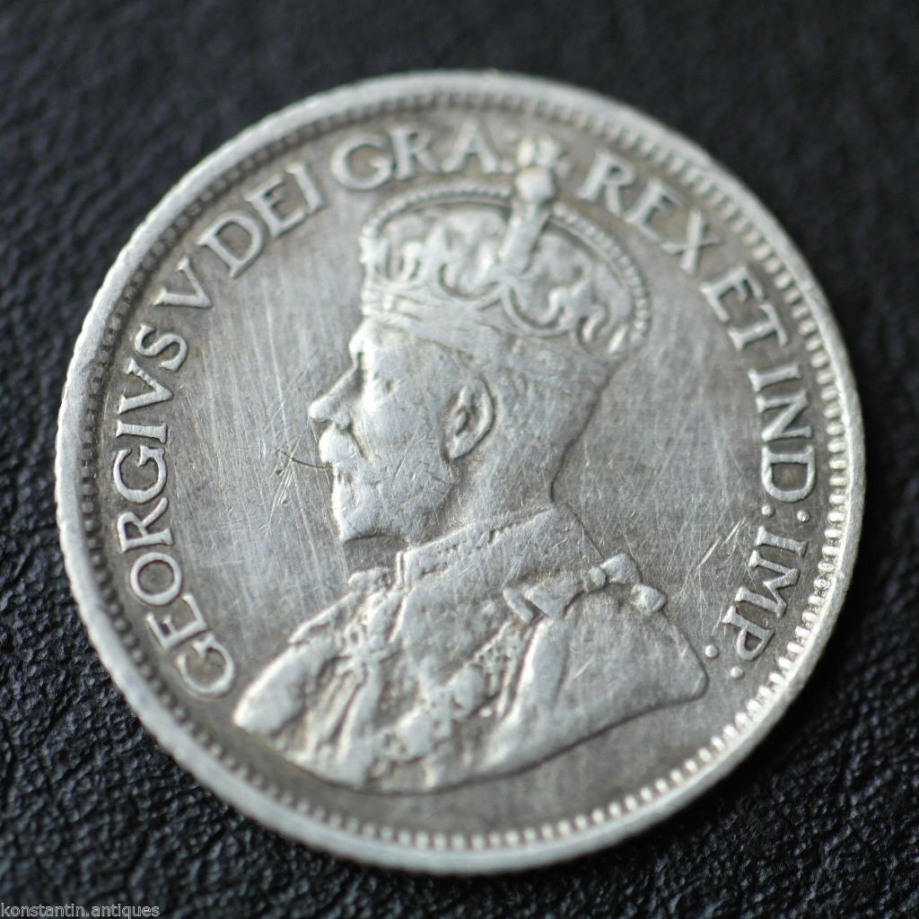 Antique 1914 silver coin 10 cents King George V of British Empire Canada