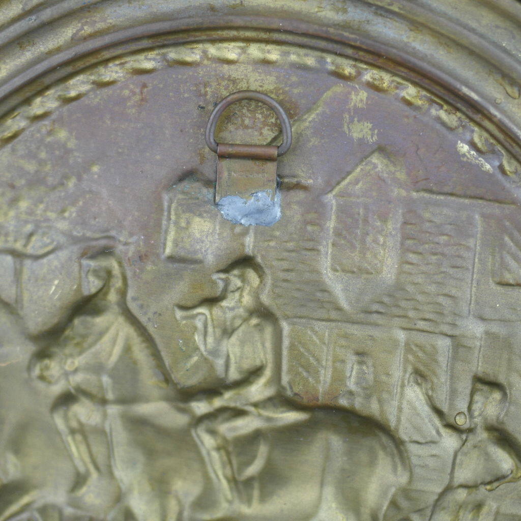 Vintage-Wanddekoration, Messingplatte, antikes Jagdszenenporträt, hitzebeständig