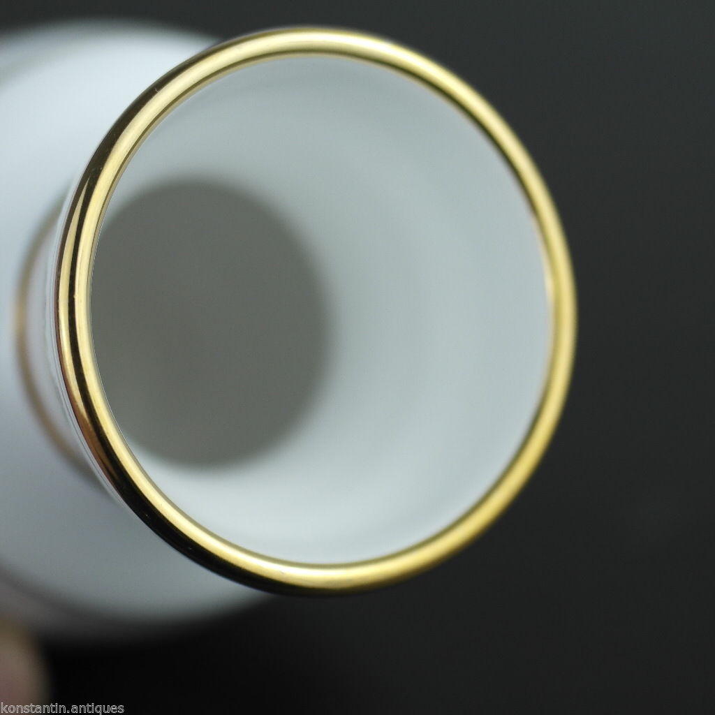 Vintage Greek 24ct Gold plated white pottery vase jug Pheasant in flowering bushes