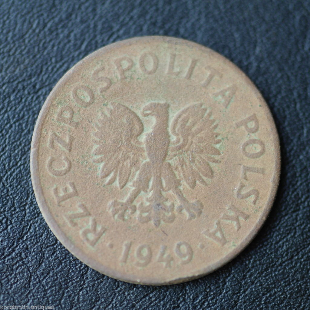 Vintage 1949 moneda 50 grosze Presidente Bolesław Bierut de la República de Polonia 20
