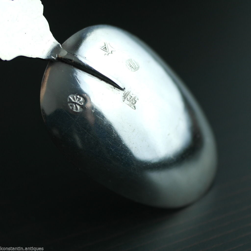 Antique 19thC HANAU sterling silver large anointing spoon