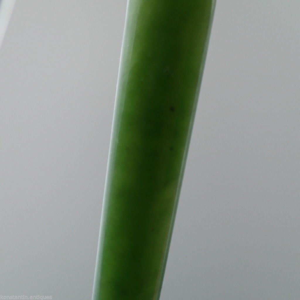 Antique 1900 sterling silver knife green Jade Nephrite handle