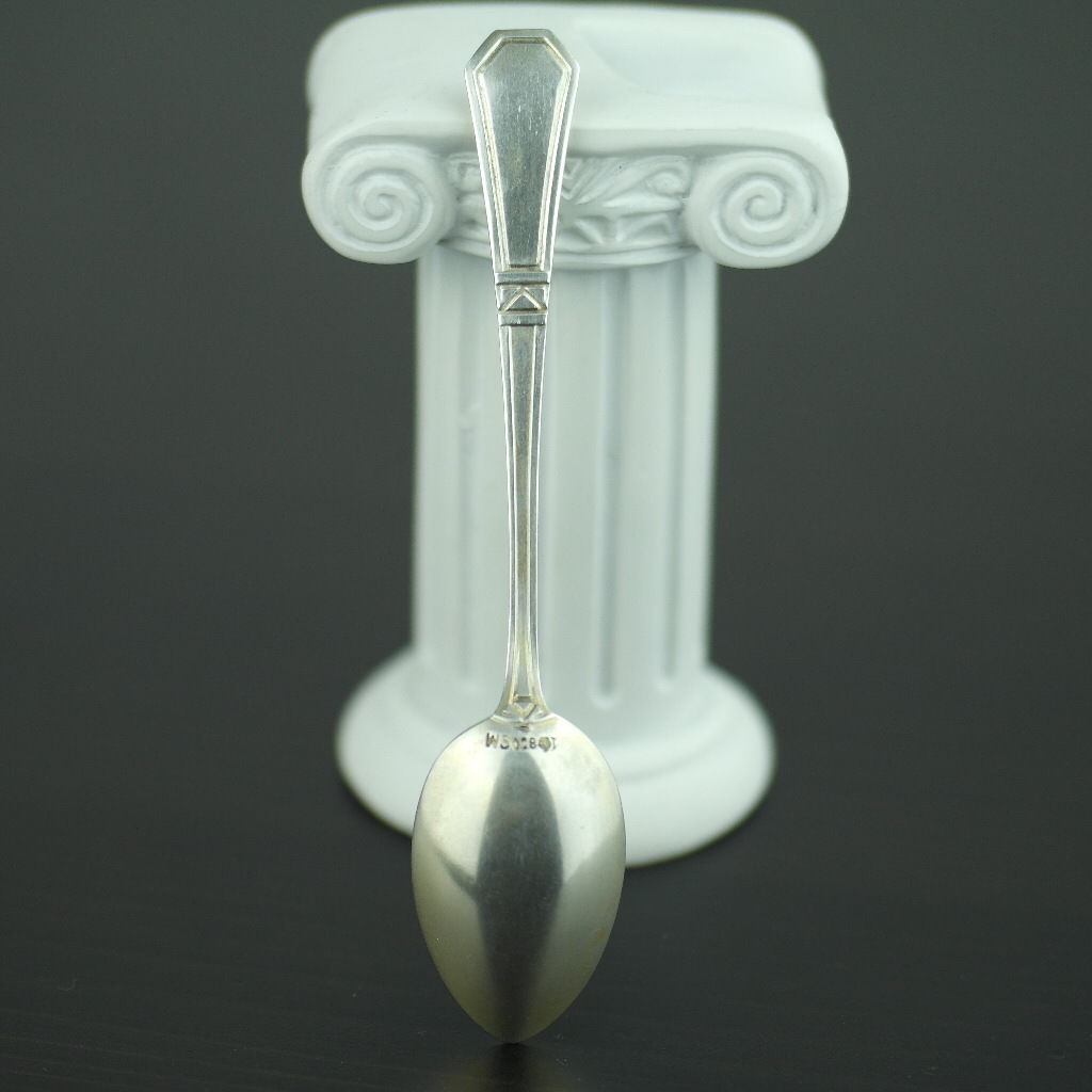 Antique enamel picture solid silver spoon German Dusseldorf Konsthalle 800