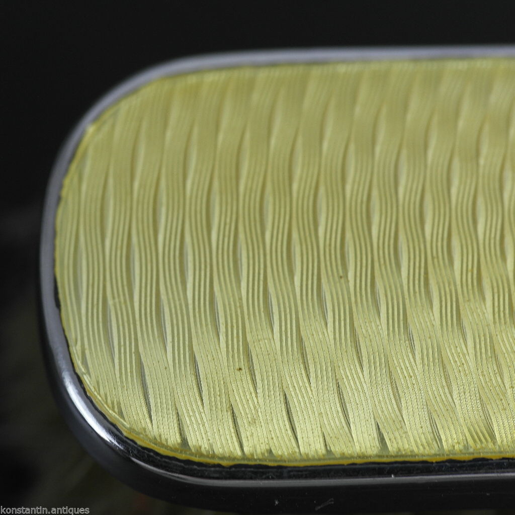 Vintage 1927 sterling silver yellow guilloche enamel brush Birmingham British