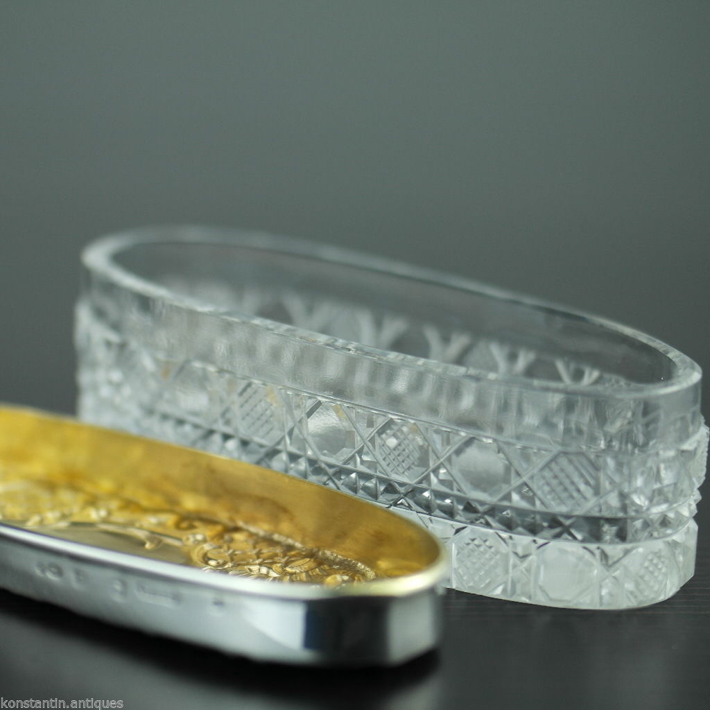 Antique 1903 sterling silver topped cut glass trinket box