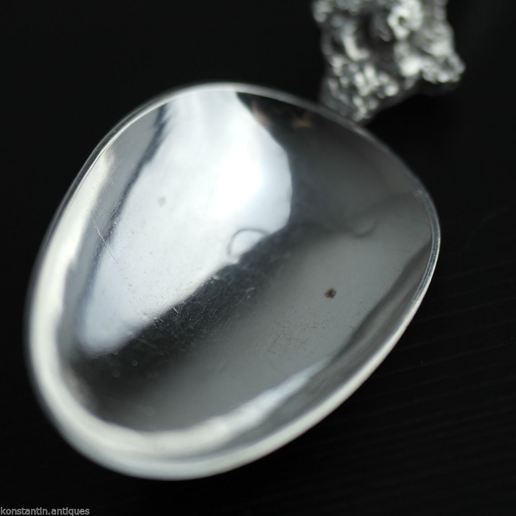 Antique 19thC HANAU sterling silver large anointing spoon