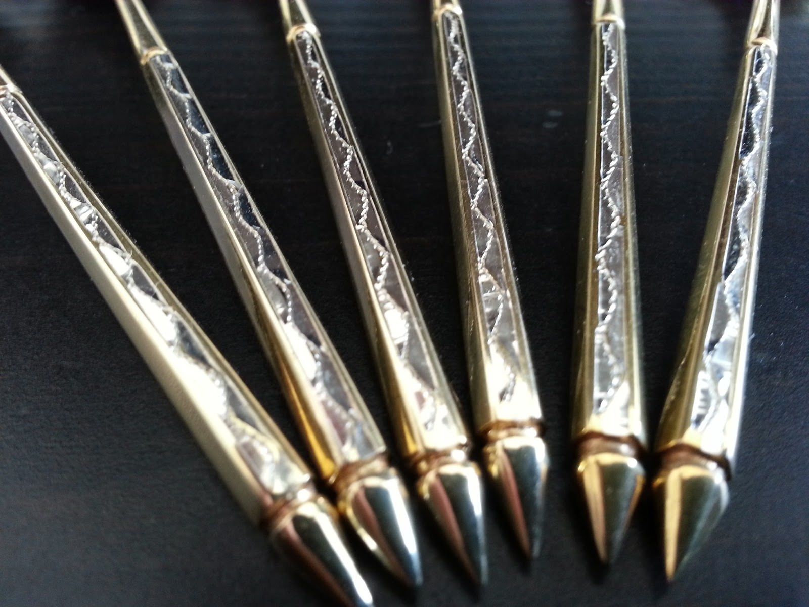 Vintage set of six Sterling silver gold plated coffee spoons Denmark 925 S 55