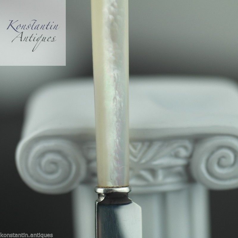 Antiker Brieföffner aus Sterlingsilber aus dem Jahr 1910 mit Perlmutt-MOP-Griff