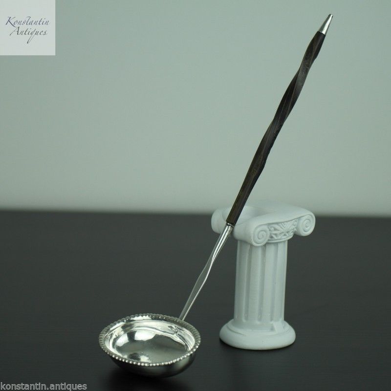 Antique Georgian Toddy ladle solid silver wood handle British Empire great gift