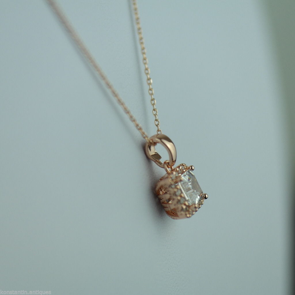 Stunning Gold Over sterling silver Clear stone pendant on chain 925 Genevive