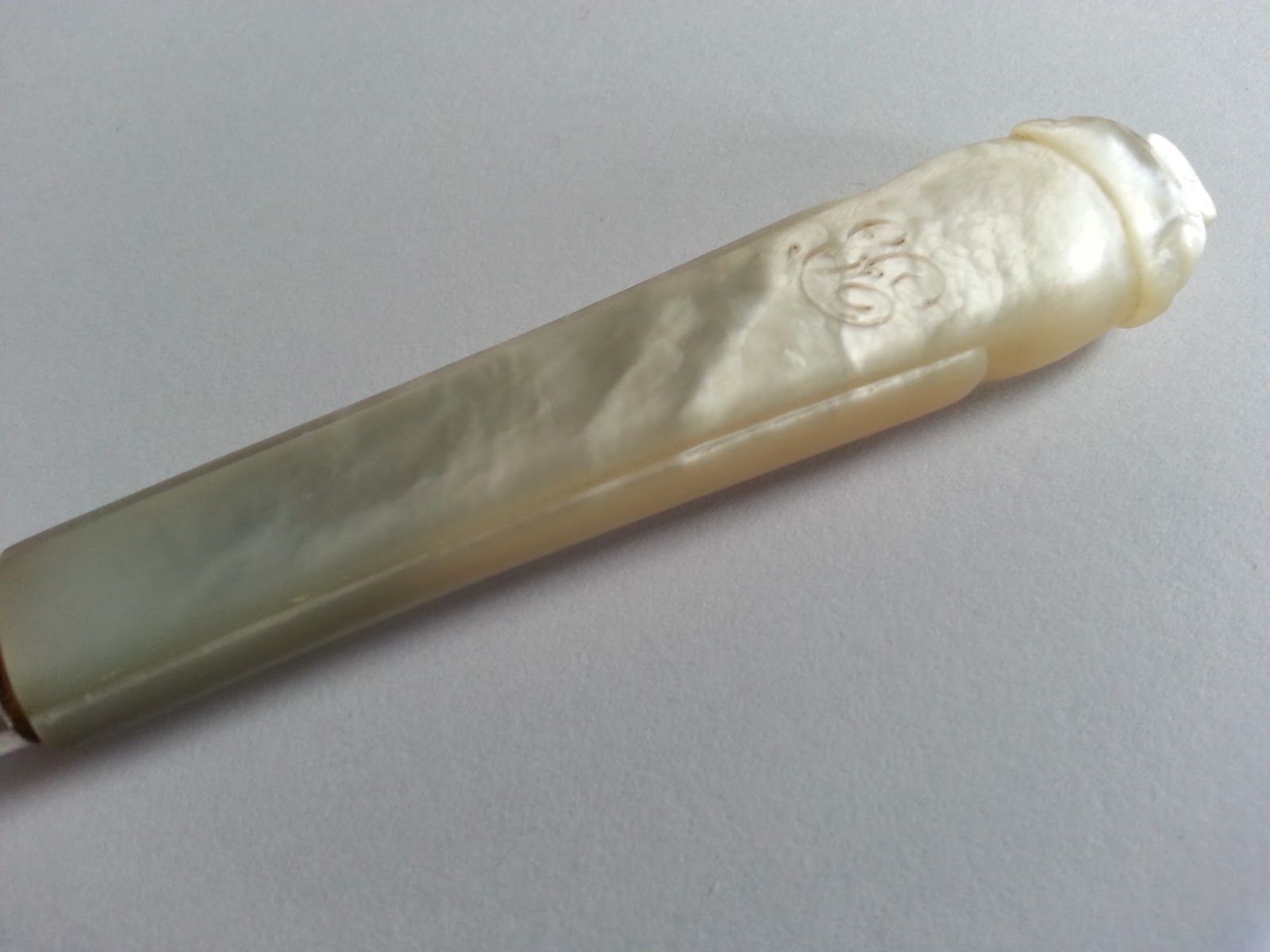 Victorian 1851 solid silver knife mother of pearl handle Sheffield Antique gift
