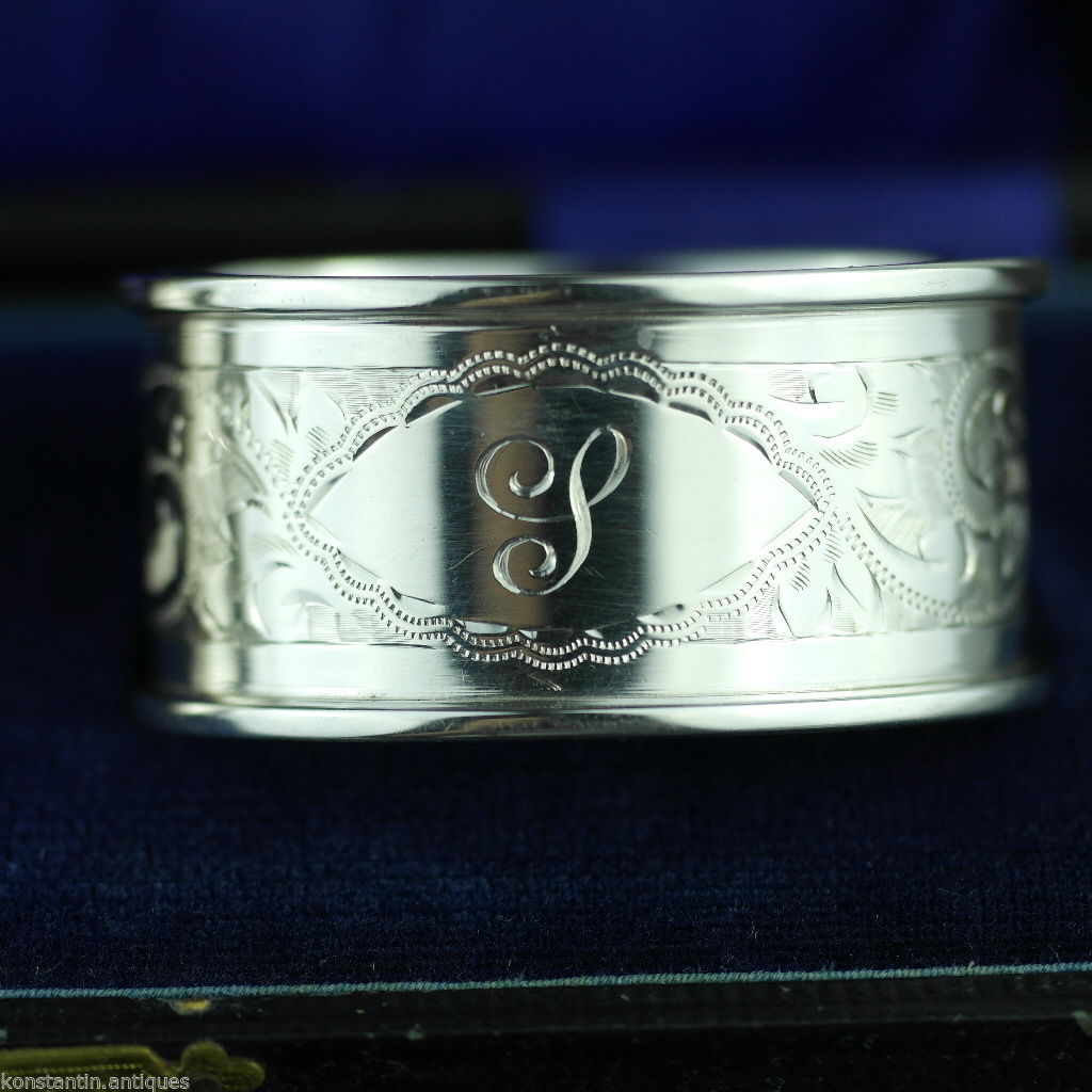Antique 1912 sterling silver napkin rings set of two Chester boxed