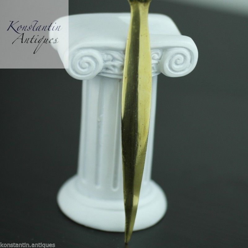 Vintage solid brass letter opener Knight with sword on the top
