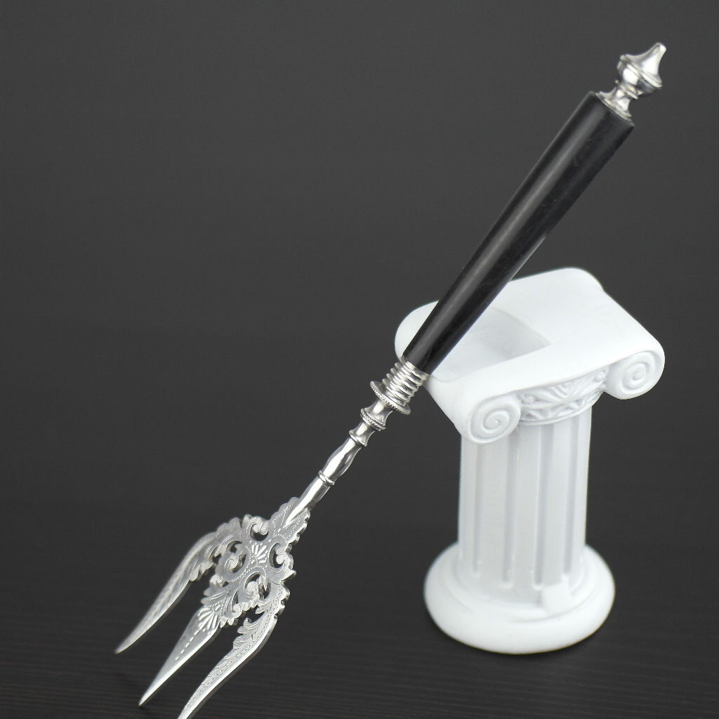 Antique silver plated fork with black solid wood handle British Empire