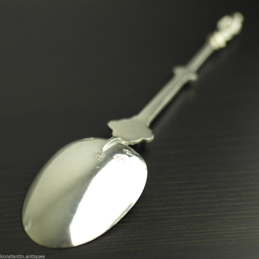 Antique 19thC HANAU sterling silver large anointing spoon