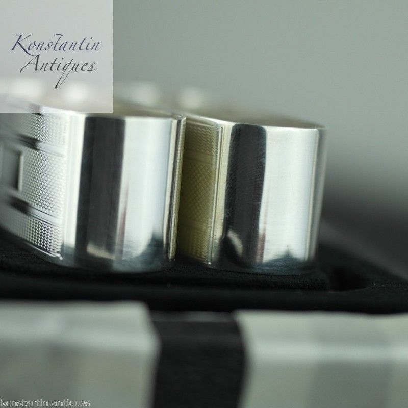 Vintage / Retro 1956 sterling silver napkin rings set of 2 two box Birmingham