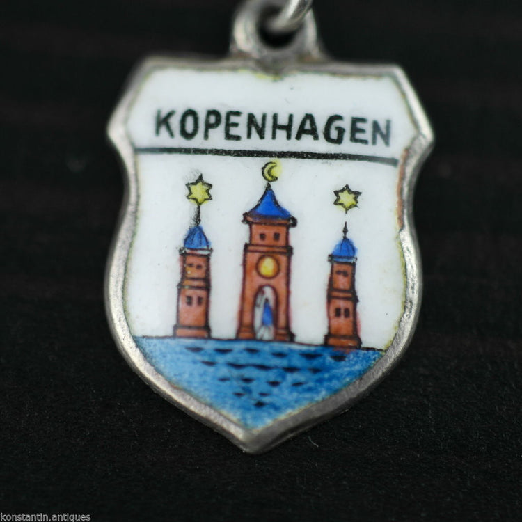 Vintage Kopenhagen Emaille 800 REU Silber Charm-Anhänger Kopenhagen