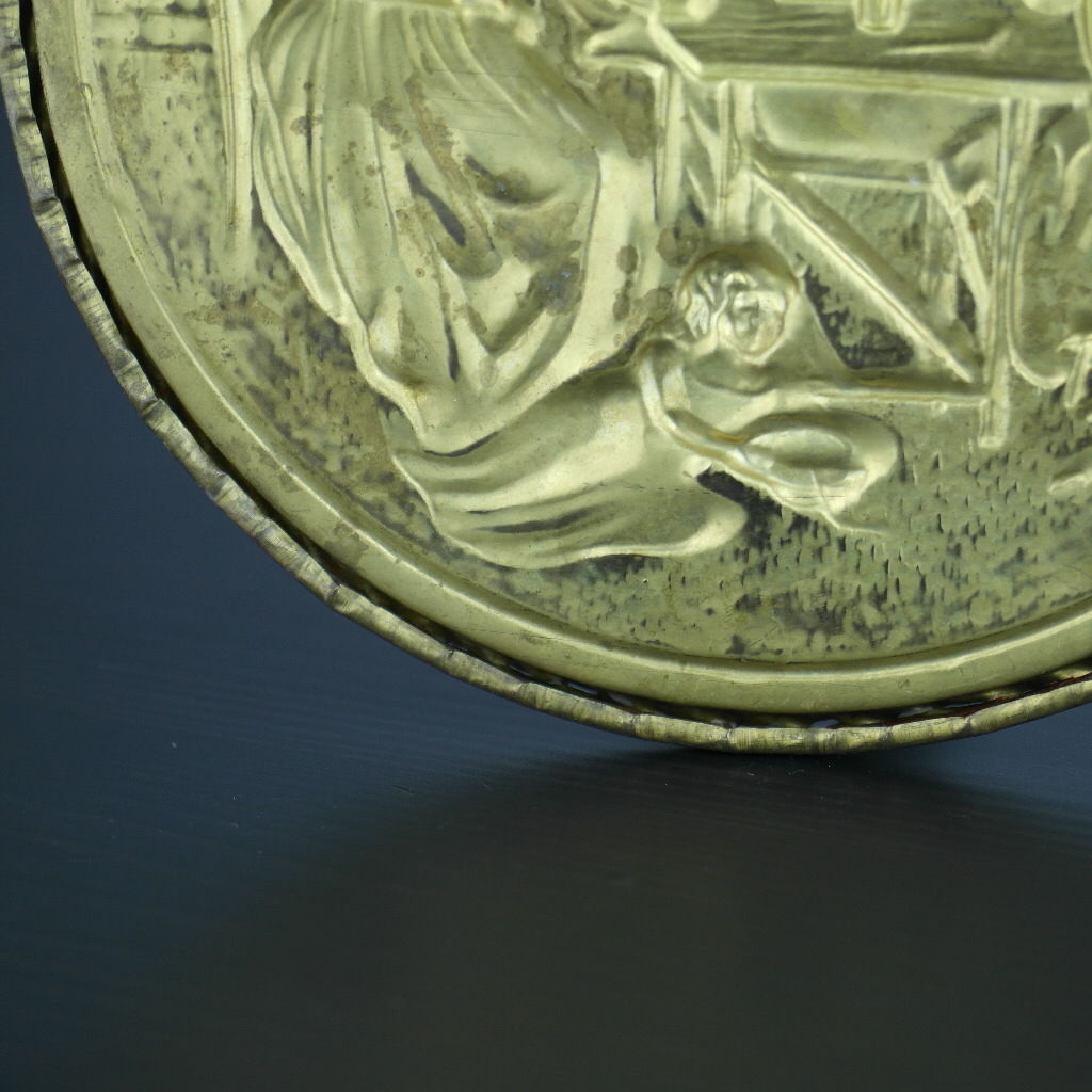 Vintage wall decor brass plate Antique home portrait heat resistant England