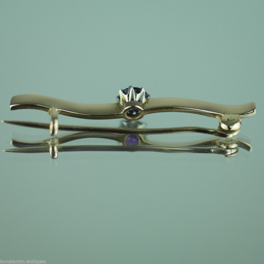 Antique Imperial Russian 56 gold pin brooch with beautiful Amethyst