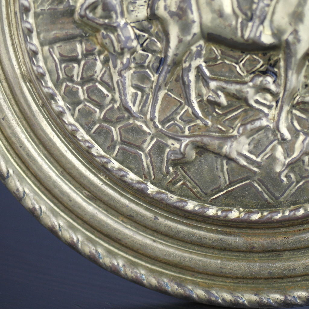 Vintage-Wanddekoration, Messingplatte, antikes Jagdszenenporträt, hitzebeständig