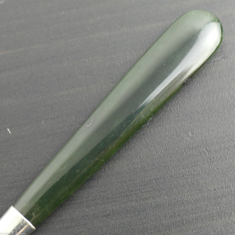 Antike Gabel aus Sterlingsilber von 1912 und grüner Jade-Nephrit-Griff Birmingham