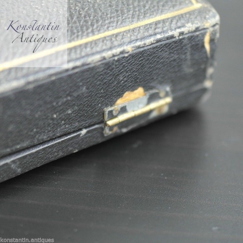 Caja negra antigua para cuencos y cucharas de mostaza o sal Imperio Británico