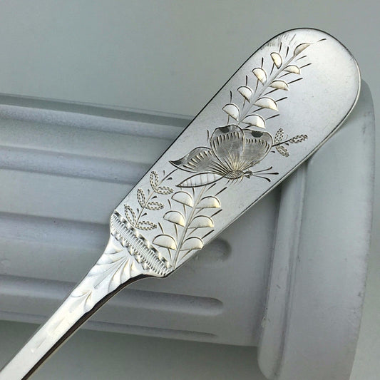 Cuchara antigua de plata de primera ley de EE. UU. con inscripción Butterfly Anna