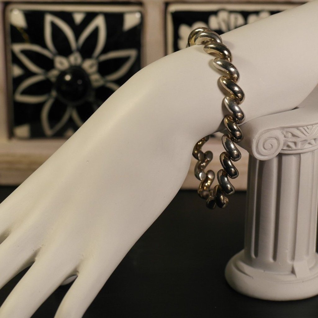 Pulsera vintage de cadena de serpiente de plata de ley ITALIA 925 